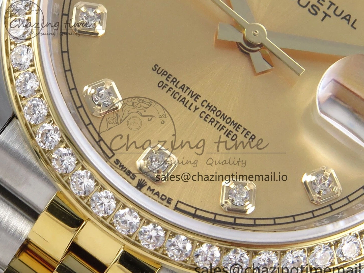 MiroTime 1223 Attractive DateJust 36 126283RBR EWEF Best Edition YG Diamonds Dial on SS YG Jubilee Bracelet A 635